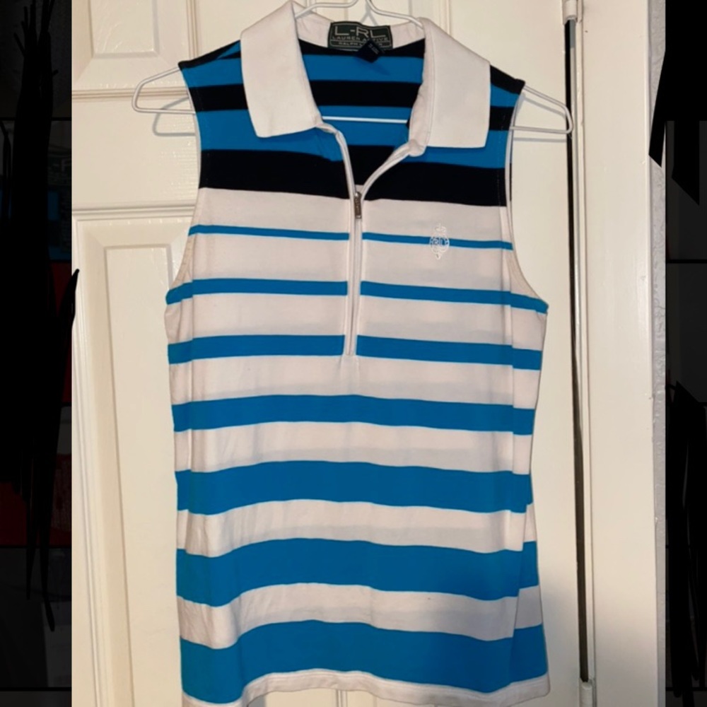 Striped Ralph Lauren golf top with zipper
